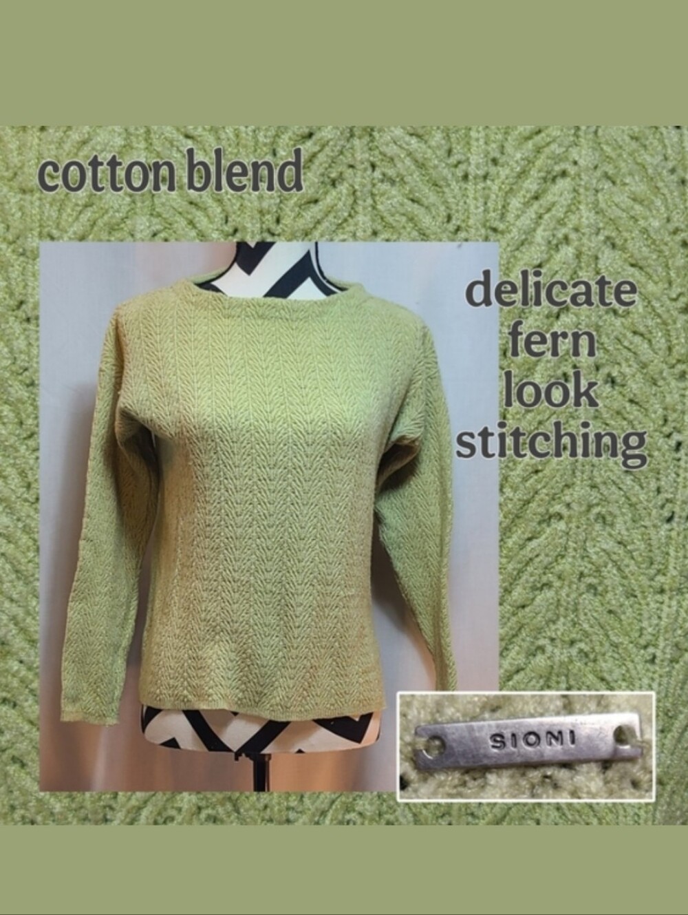 Sioni Light Green Crew Neck Sweater (S/M)